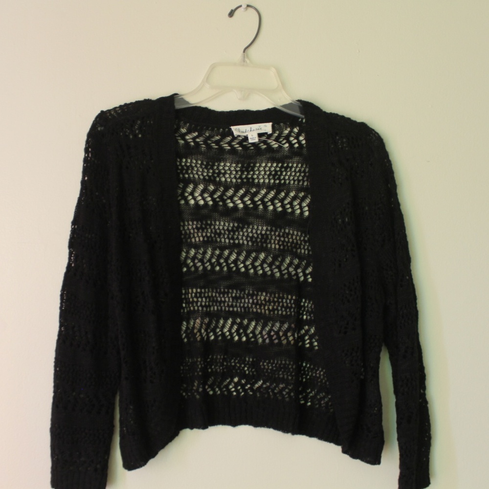 Open Front Black Cardigan